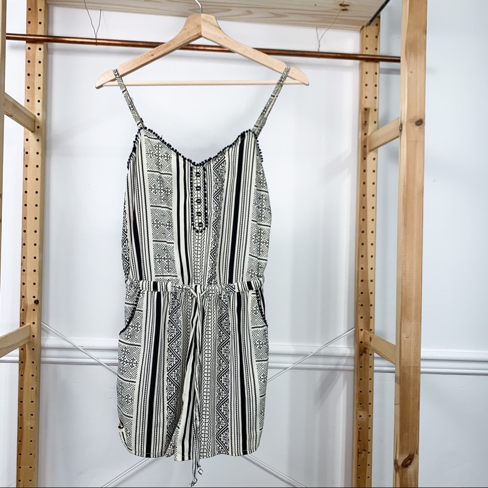 Mango Polyester Geometric Print Drawstring Romper